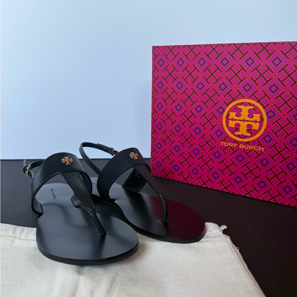 New Tory Burch Black Thong Sandals - Size 6